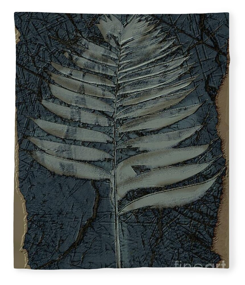 Digital Art Fleece Blanket featuring the digital art Fossil Palm by Delynn Addams