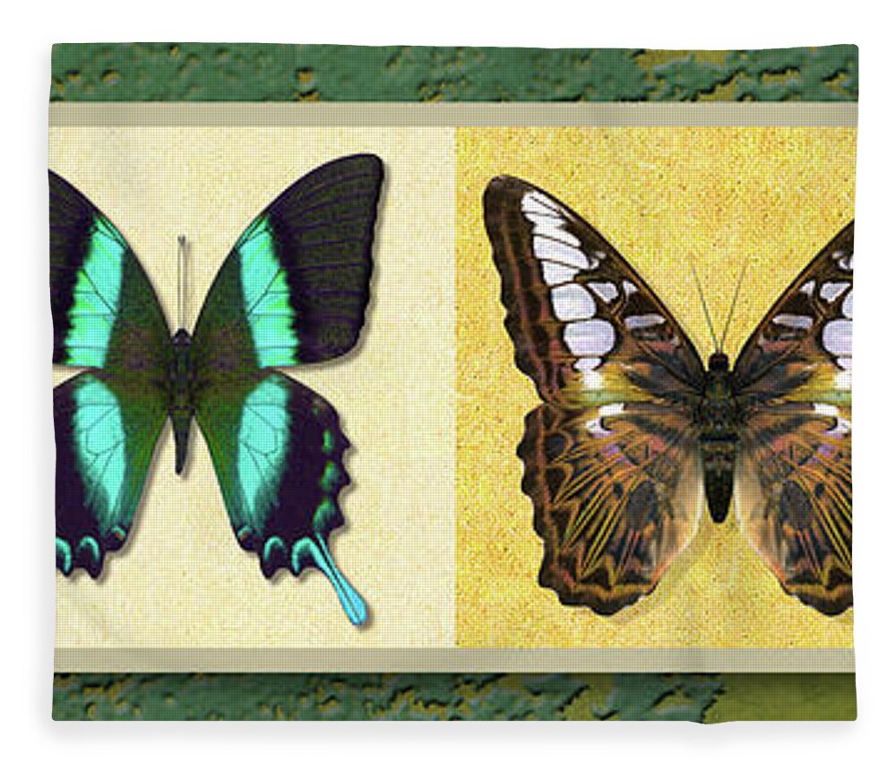  Butterfly Fleece Blanket featuring the digital art Four Butterfly variation by Melissa A Benson