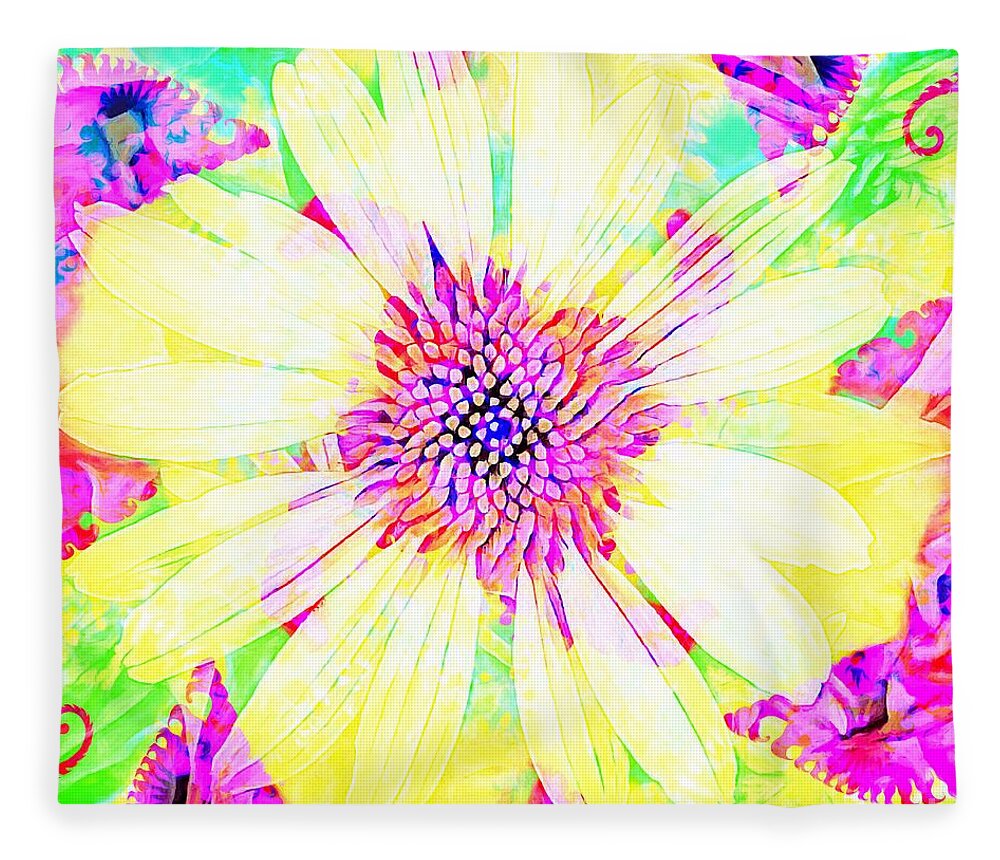 Flower Fleece Blanket featuring the photograph Fractoral I by Jack Torcello