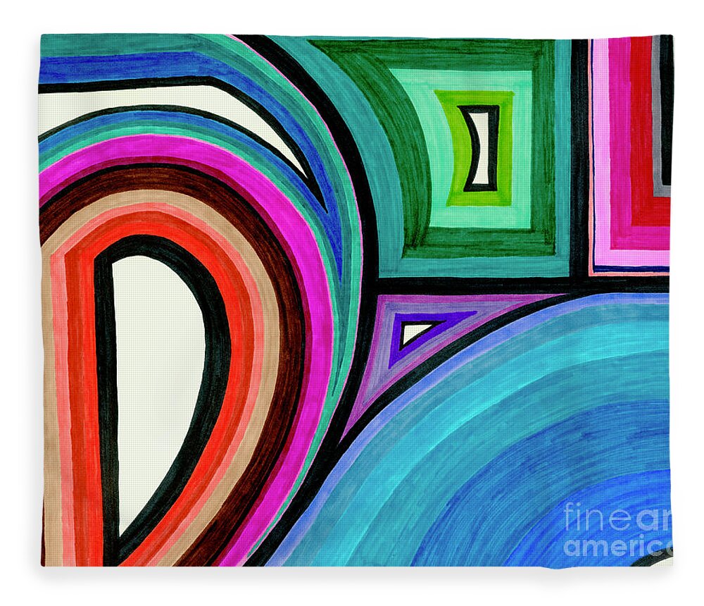 Abstract Fleece Blanket featuring the drawing Framed Motion by Lara Morrison