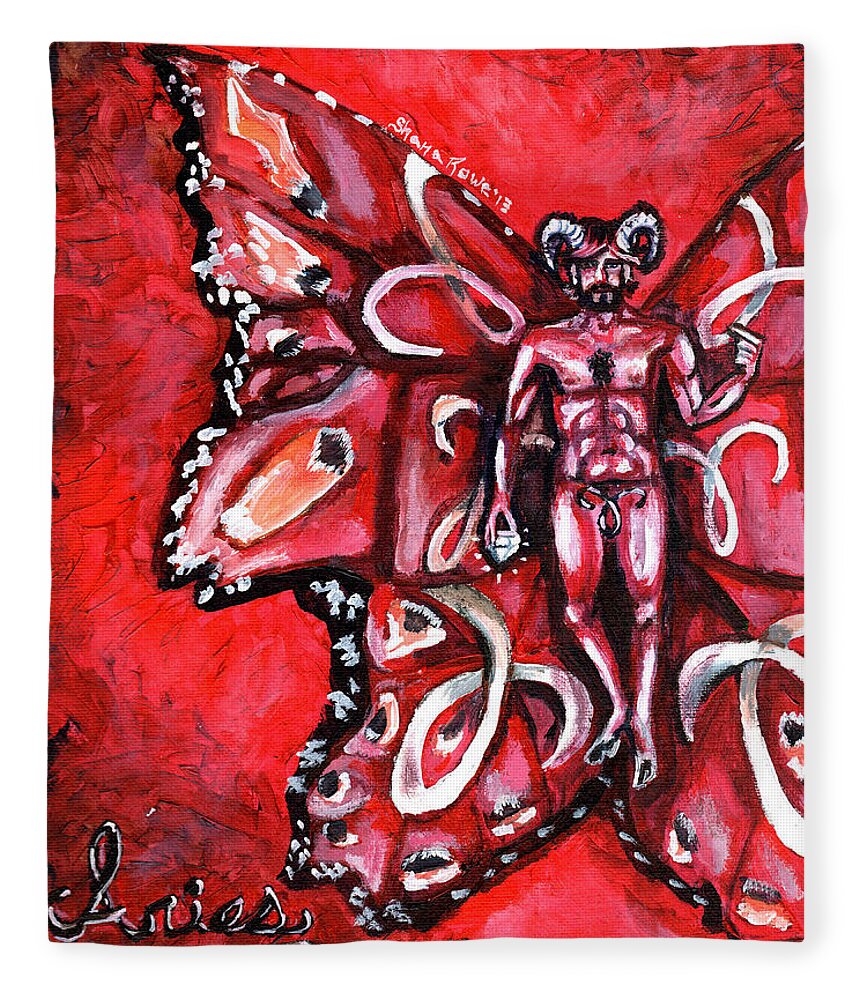 Aries Fleece Blanket featuring the painting Free as an Aries by Shana Rowe Jackson