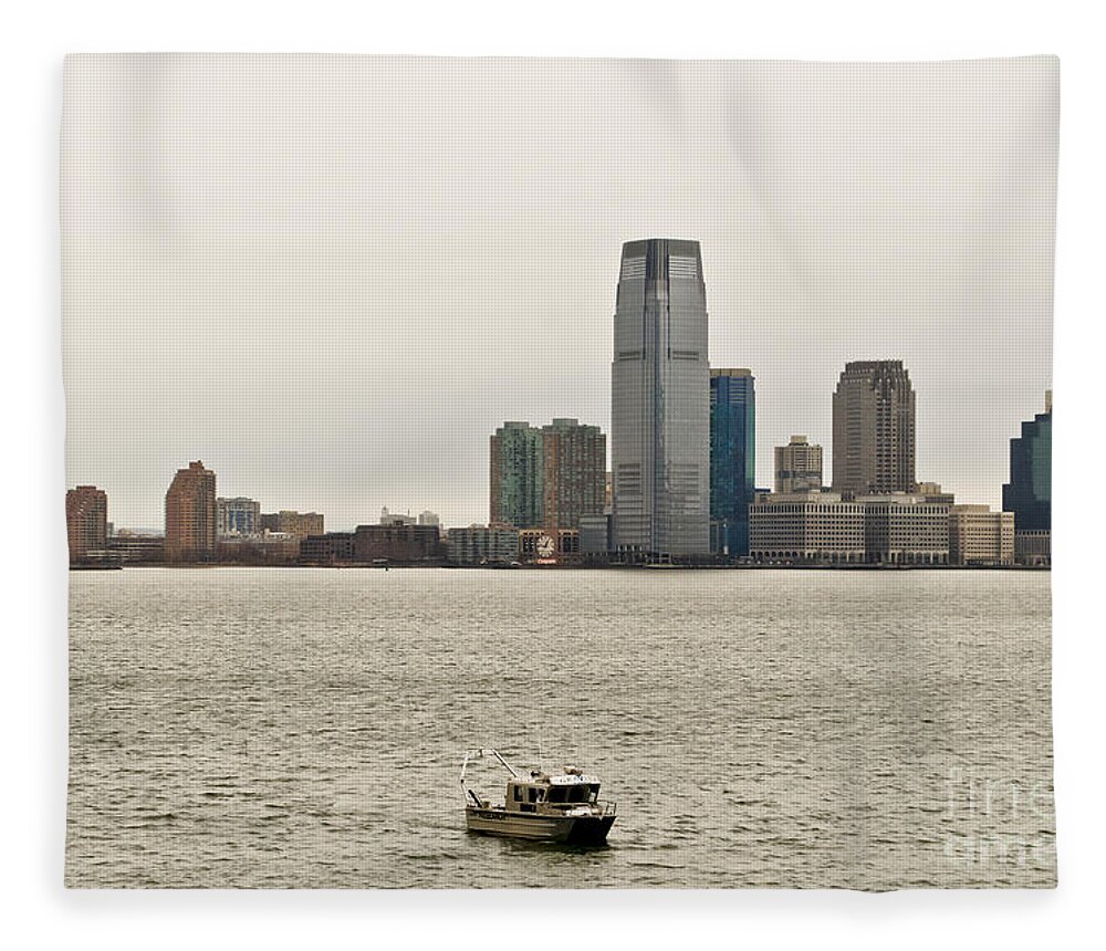 New York From Ferry Fleece Blanket featuring the photograph Free from hustle and bustle by Elena Perelman