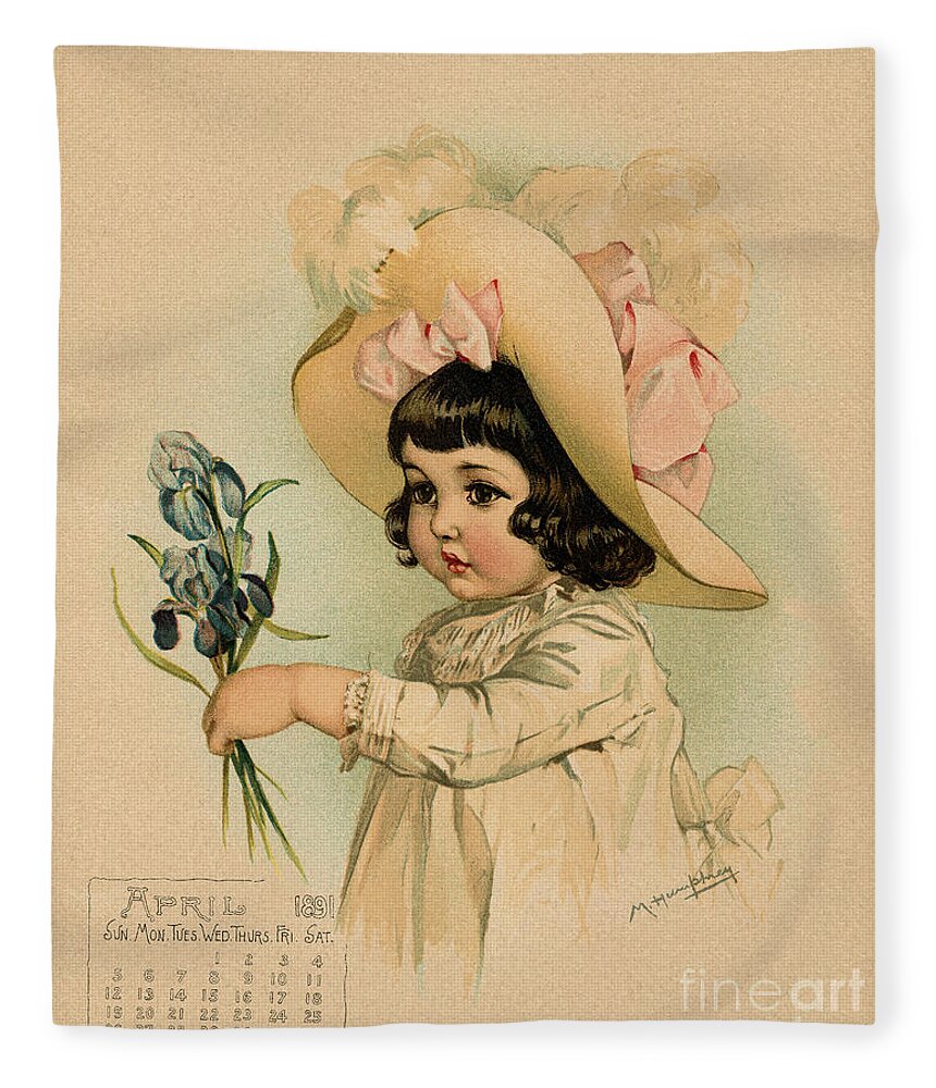  Page Fleece Blanket featuring the drawing French Girl Maud Humphrey by Heidi De Leeuw