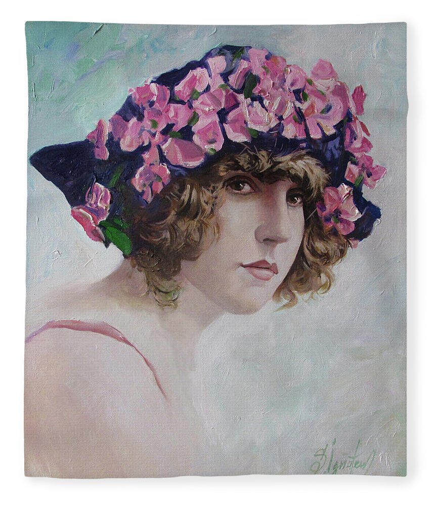 Ignatenko Fleece Blanket featuring the painting French girl by Sergey Ignatenko