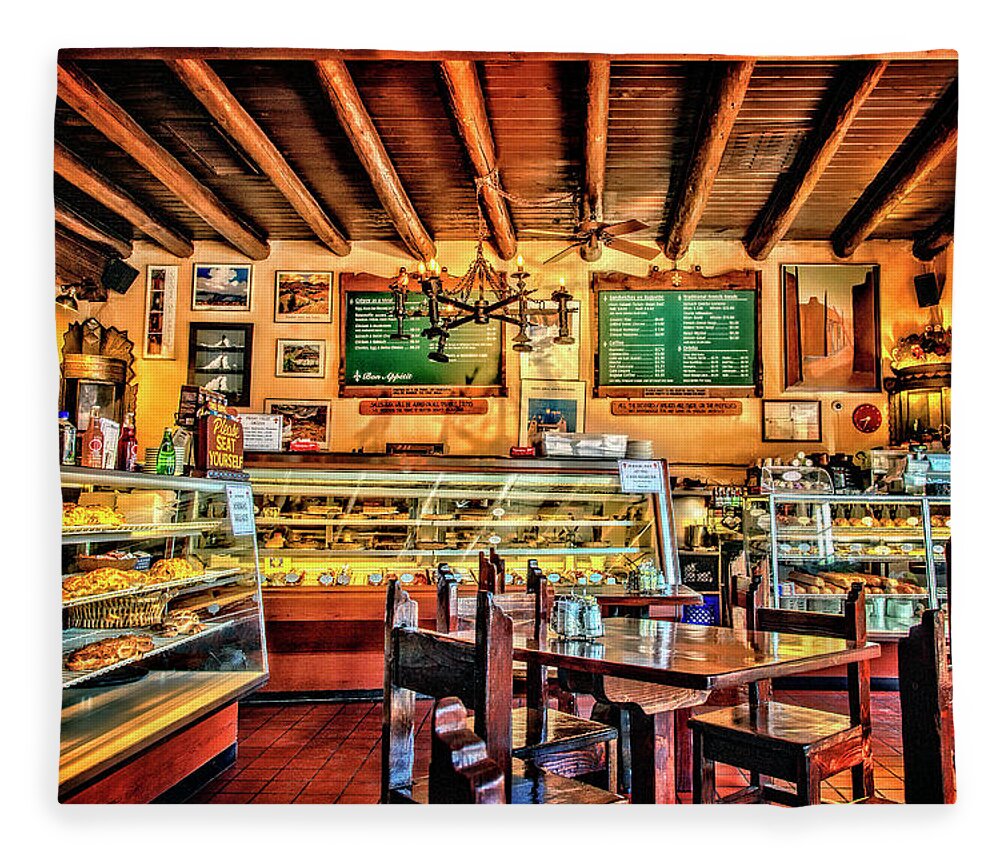 La Fonda Fleece Blanket featuring the photograph French Pastry Shop by Diana Powell