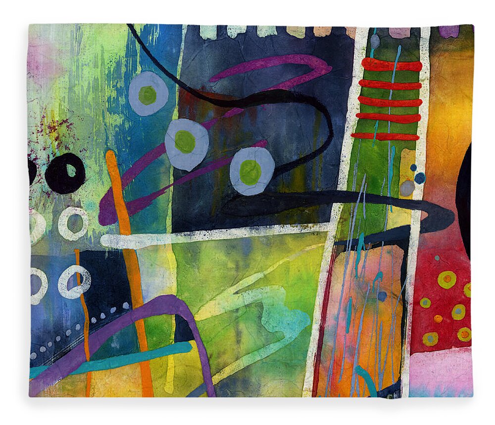 Abstract Fleece Blanket featuring the painting Fresh Jazz in a Square by Hailey E Herrera