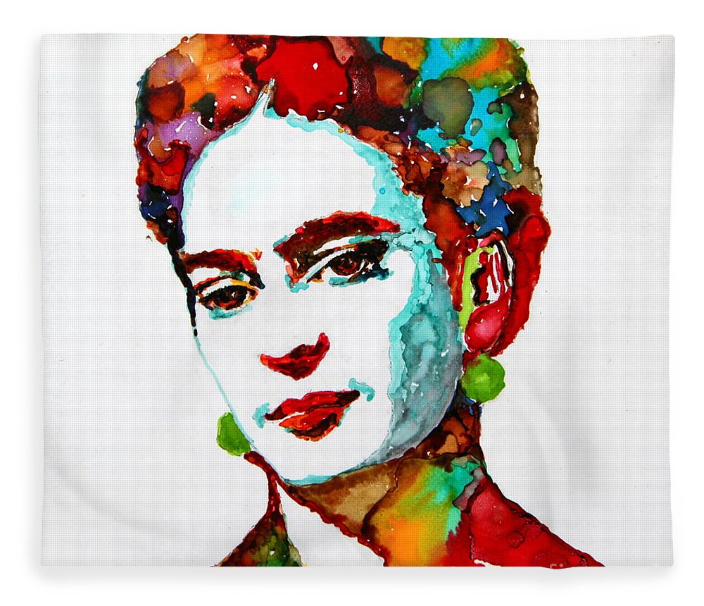 Frida Kahlo Fleece Blanket featuring the painting Frida Kahlo by Maria Barry