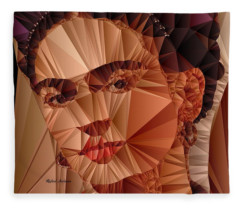 Rafael Salazar Fleece Blanket featuring the digital art Frida Kahlo by Rafael Salazar