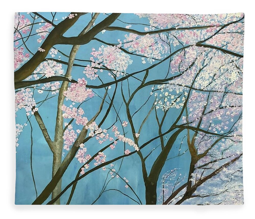 Trees Fleece Blanket featuring the painting From Lindsay by Kate Conaboy