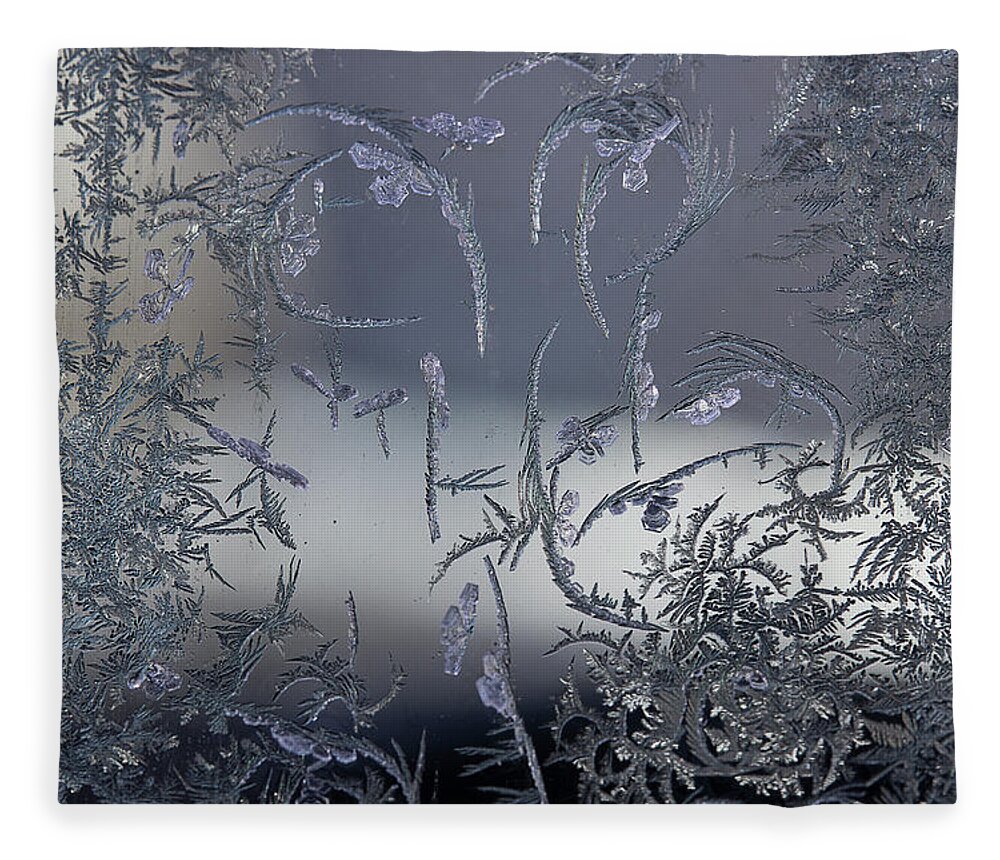 Frost Macro Fleece Blanket featuring the photograph Frost Series 8 by Mike Eingle