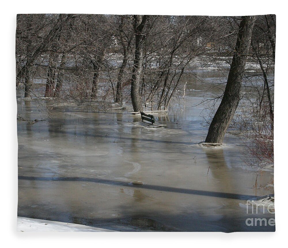 Spring Fleece Blanket featuring the photograph Frozen Floodwaters by Mary Mikawoz