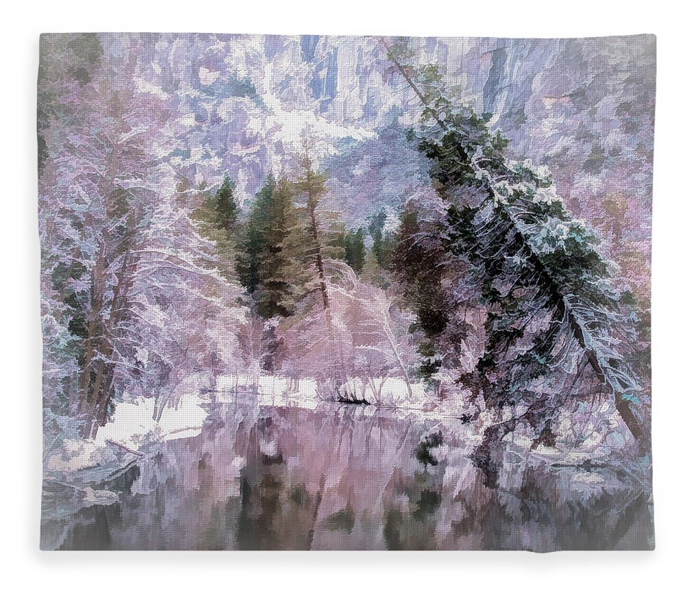 Landscape Fleece Blanket featuring the photograph Frozen in Pink by Susan Eileen Evans
