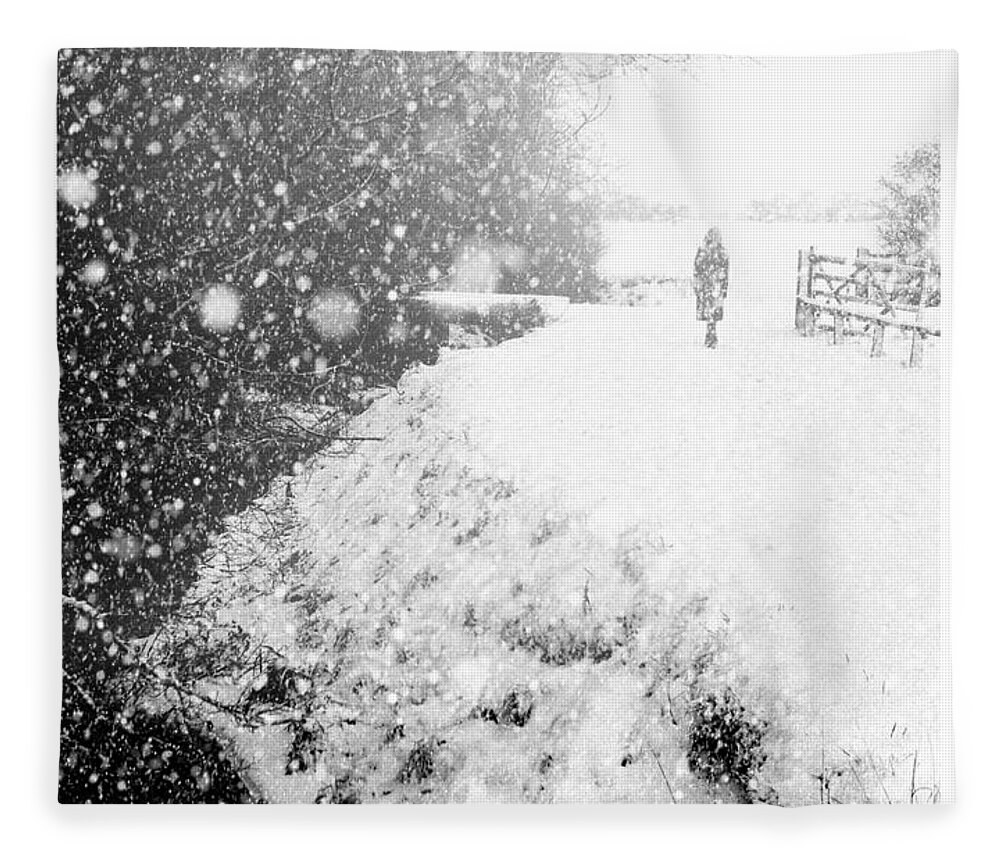 Frozen Moments Fleece Blanket featuring the photograph Frozen Moments - Walking Away by Paul Davenport