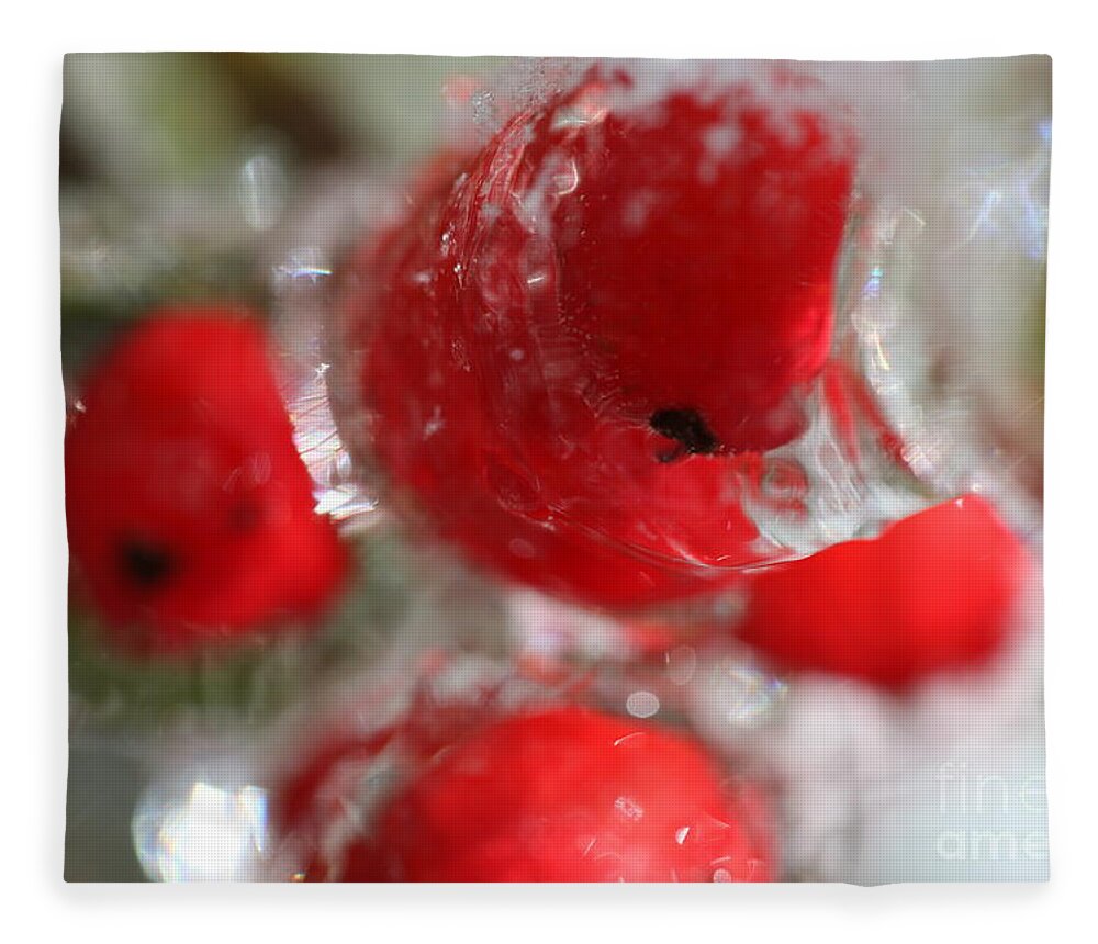 Berries Fleece Blanket featuring the photograph Frozen Winter Berries by Nadine Rippelmeyer