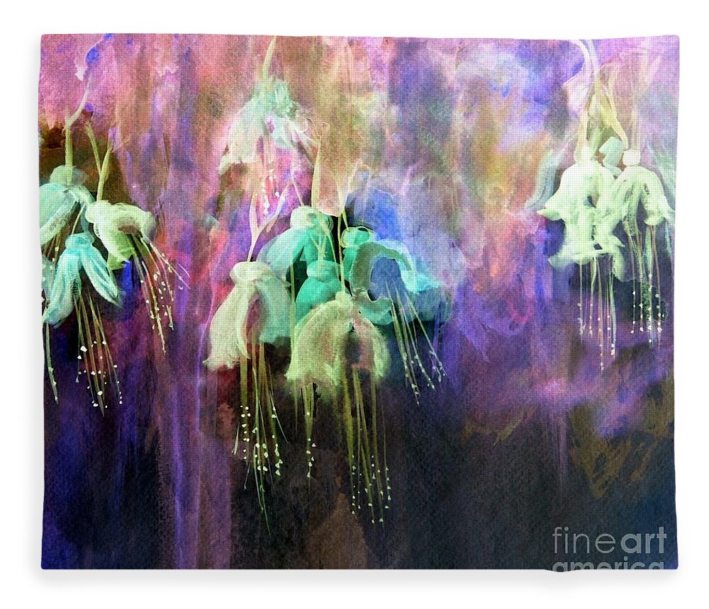 Flowers Fleece Blanket featuring the painting Fuchsia Flowers by Julie Lueders 