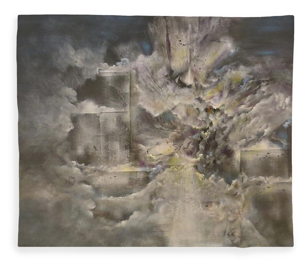 Abstract Fleece Blanket featuring the painting Fugacious by Soraya Silvestri