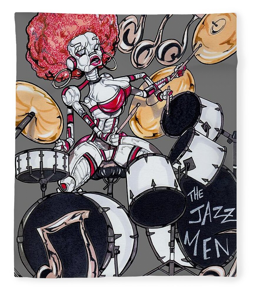 Motion Original Fleece Blanket featuring the mixed media Funky Drummer by Demitrius Motion Bullock