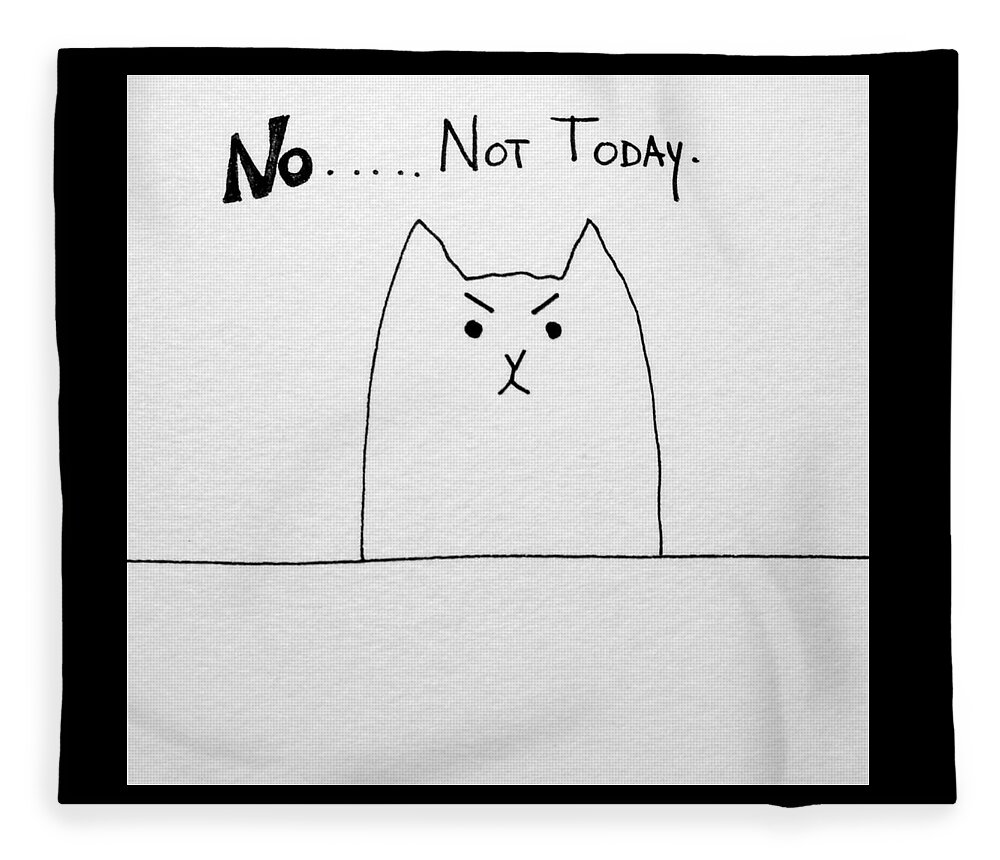 Funny Fleece Blanket featuring the drawing Funny cute slogan doodle cat by Debbie Criswell