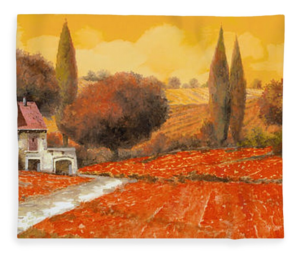 Tuscany Fleece Blanket featuring the painting il fuoco della Toscana by Guido Borelli