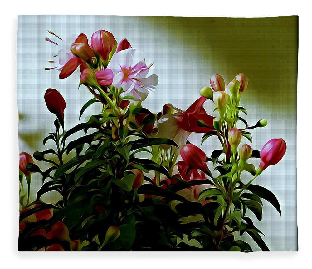 Flower Fleece Blanket featuring the photograph Fushia by Leslie Revels
