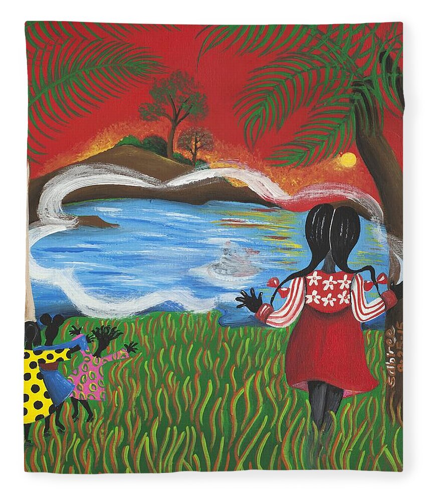 Sabree Fleece Blanket featuring the painting Future Eclipse by Patricia Sabreee