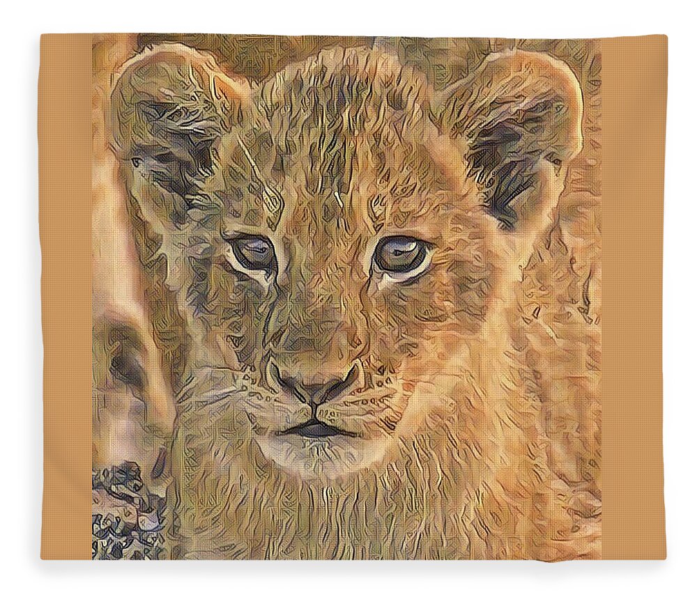 Lion Fleece Blanket featuring the photograph Fuzzy cubby by Gini Moore