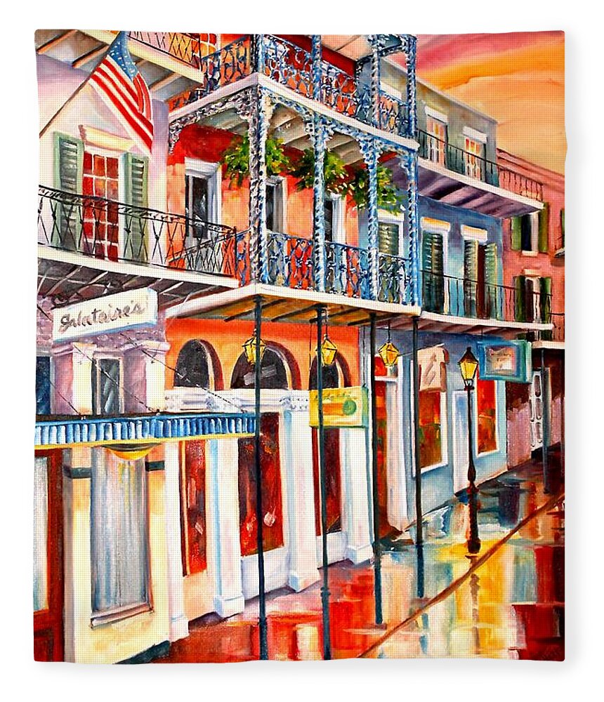 New Orleans Fleece Blanket featuring the painting Galatorie's in New Orleans by Diane Millsap