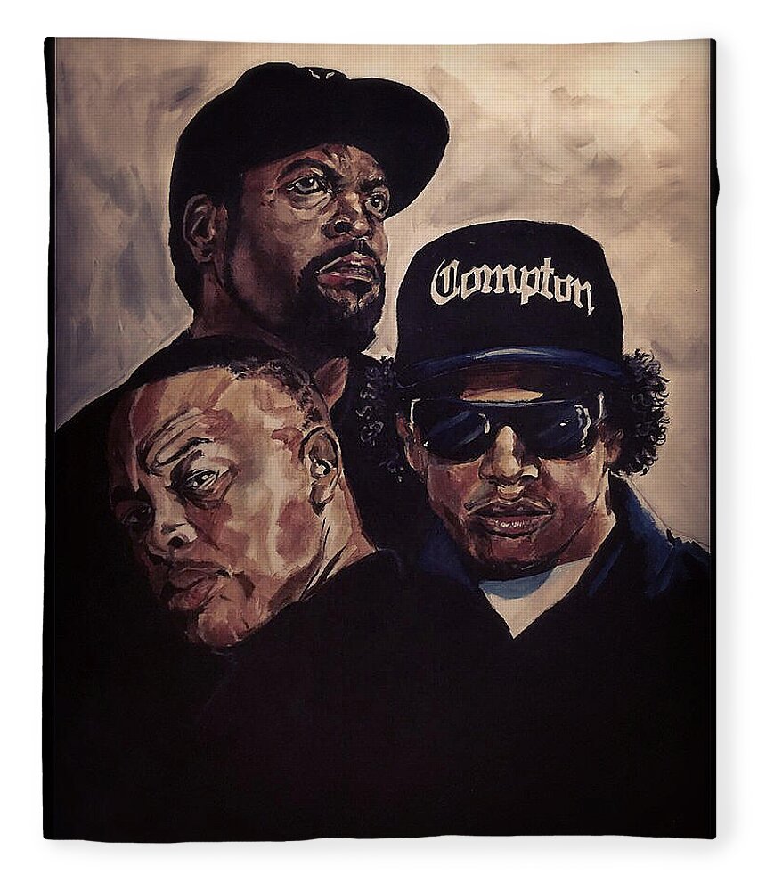 Portrait Fleece Blanket featuring the painting Gangsta Trinity by Joel Tesch