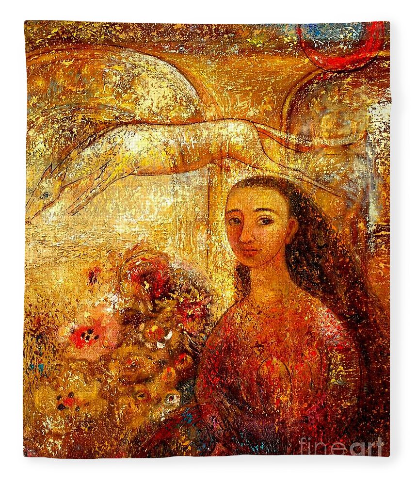 Portrait Fleece Blanket featuring the painting Gateway by Shijun Munns