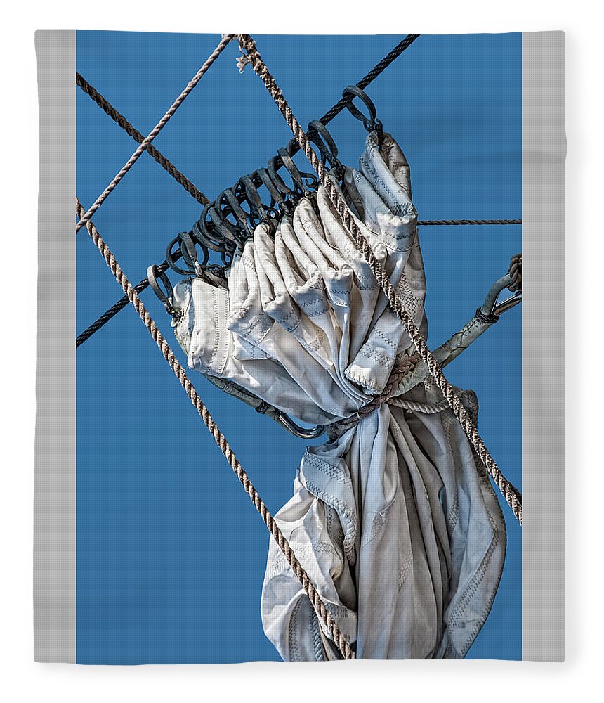 Nautical Fleece Blanket featuring the photograph Gathered Sail by Phil Cardamone