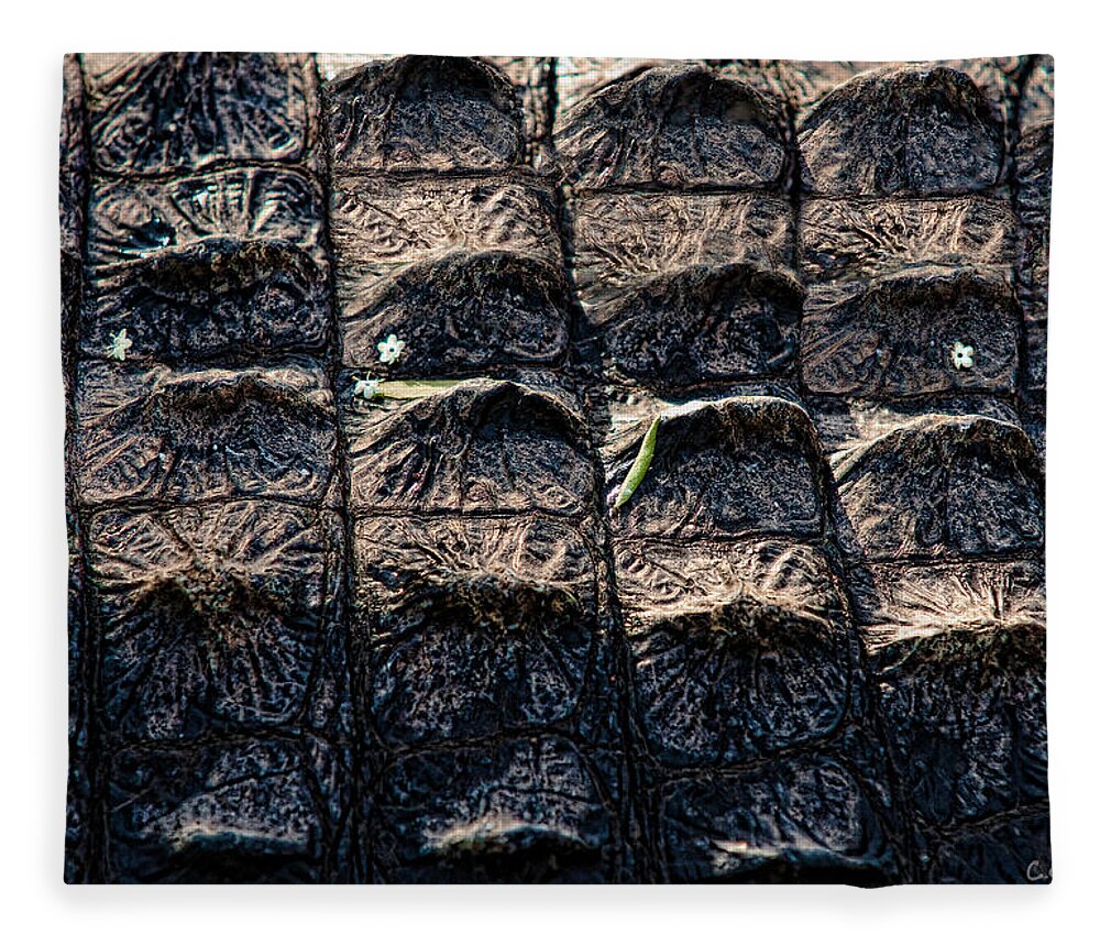 Alligator Fleece Blanket featuring the photograph Gator Armor by Christopher Holmes