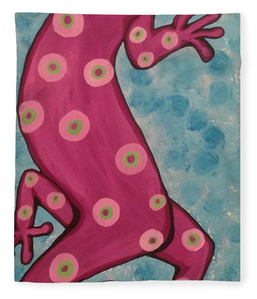  Fleece Blanket featuring the painting Gecko 2 by Tracy Mcdurmon
