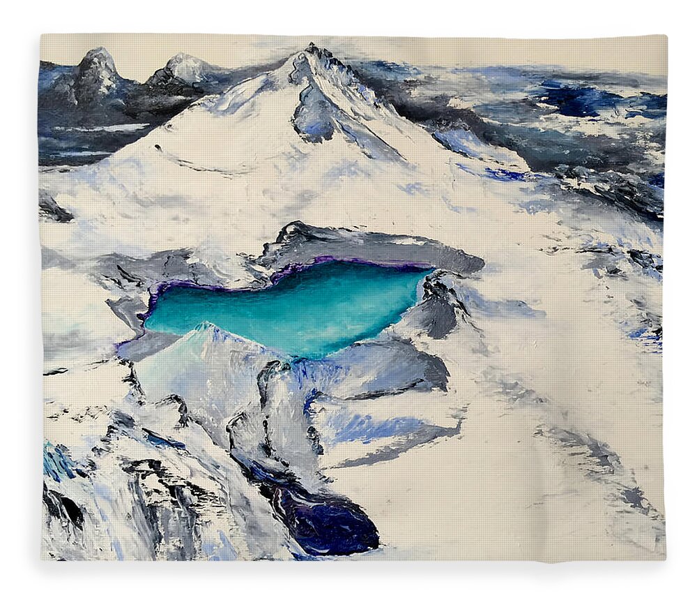 Landscape Fleece Blanket featuring the painting Gemstone Lake by Terry R MacDonald
