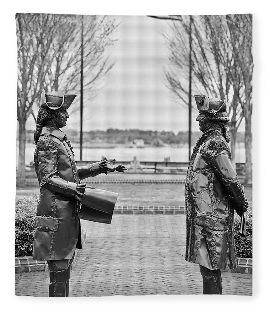 Statue Fleece Blanket featuring the photograph General George Washington and Admiral De Grasse by Rachel Morrison