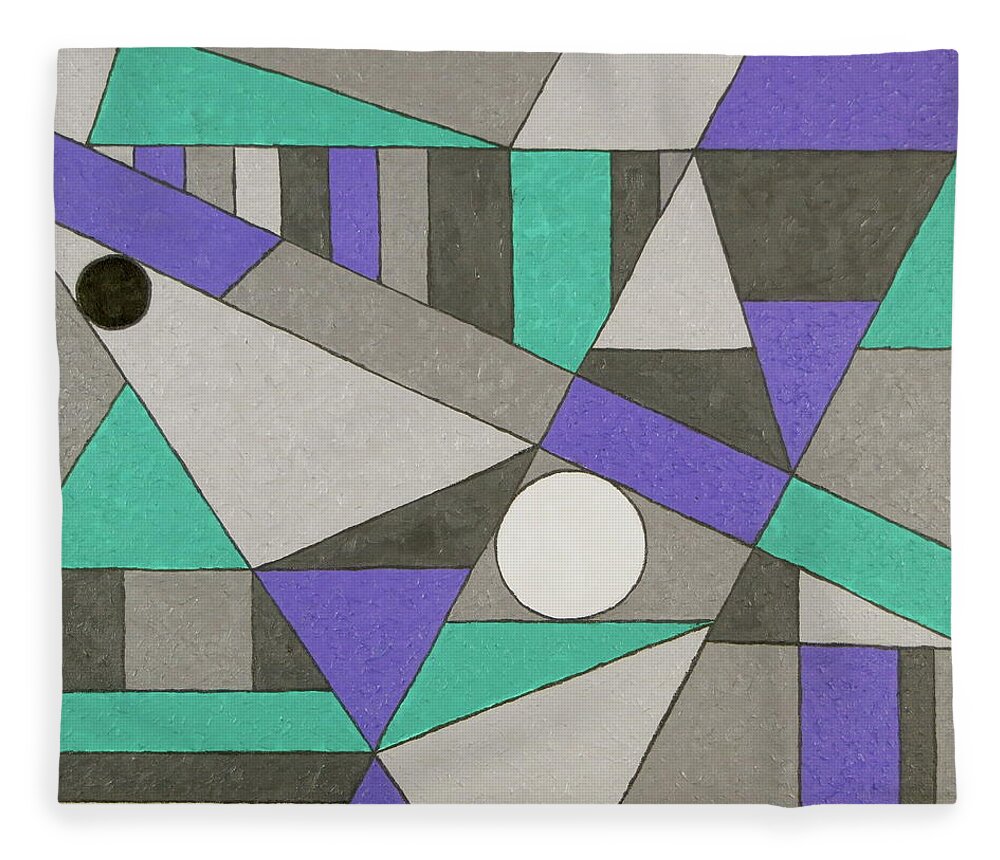 Abstract Wall Art Fleece Blanket featuring the painting Geometry 101 No.4 by J Loren Reedy