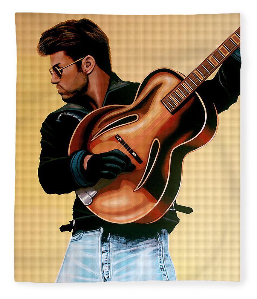 George Michael Fleece Blanket featuring the painting George Michael Painting by Paul Meijering