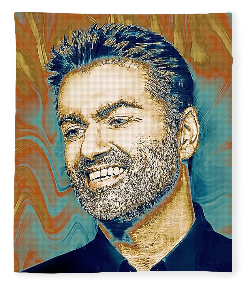 Pop Singer Fleece Blanket featuring the painting George Michael - Tribute by Ian Gledhill