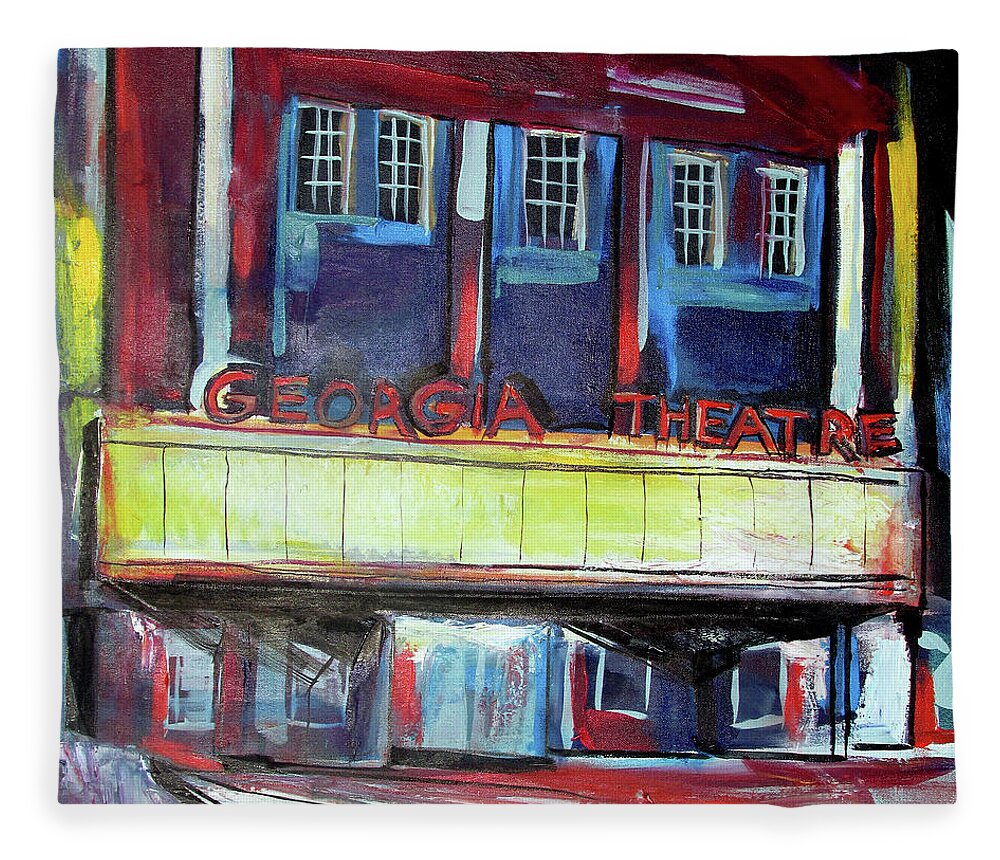 Georgia Theatre Fleece Blanket featuring the painting Georgia Theatre by John Gholson