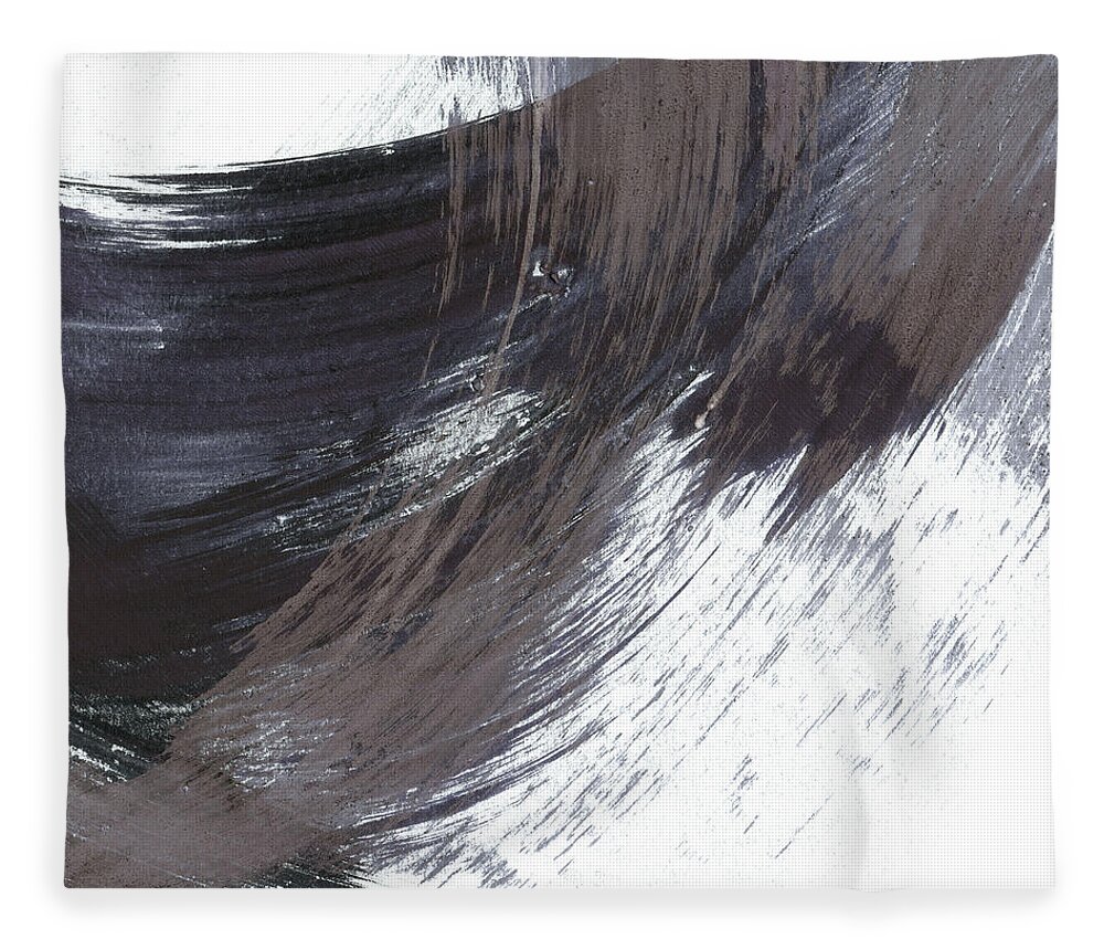 Abstract Fleece Blanket featuring the painting Navy Gestural Strokes 2 Square by Janine Aykens