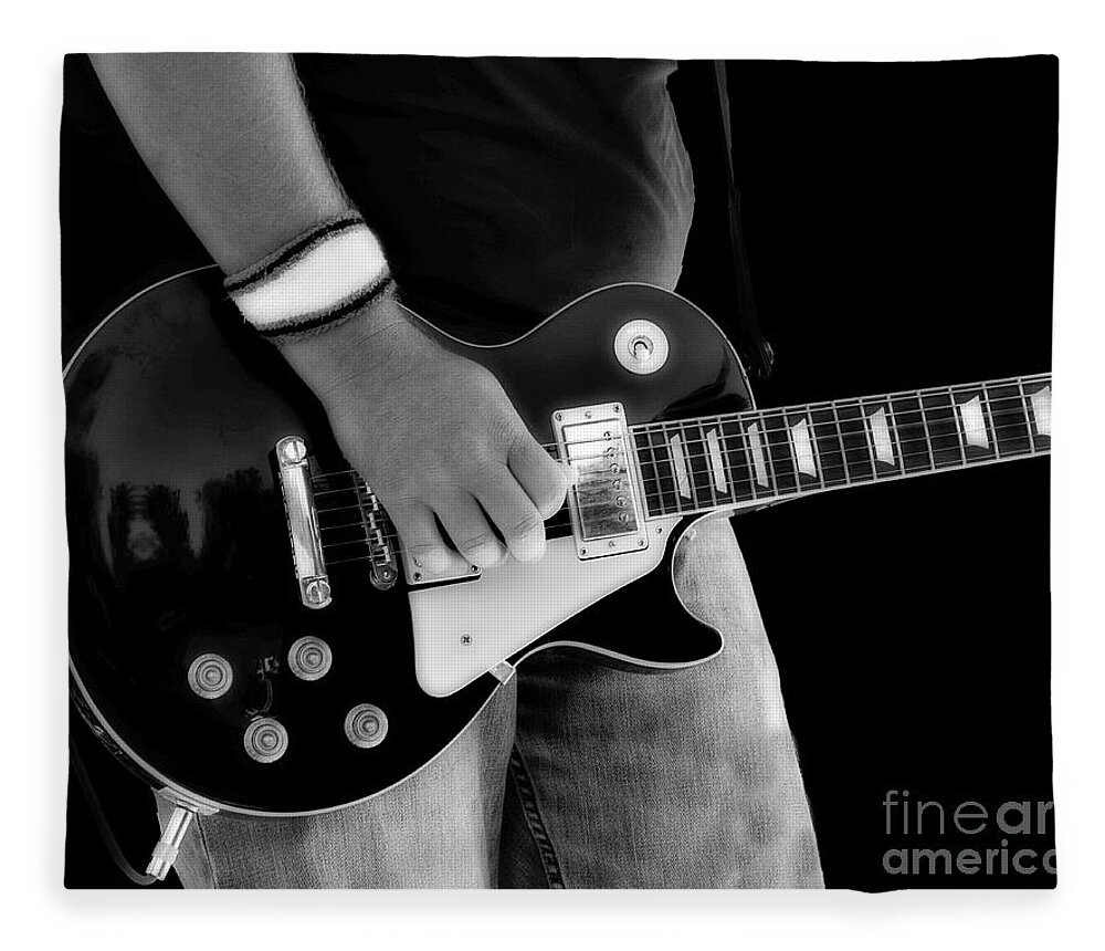 Gibson Fleece Blanket featuring the photograph Gibson Les Paul Guitar by Randy Steele