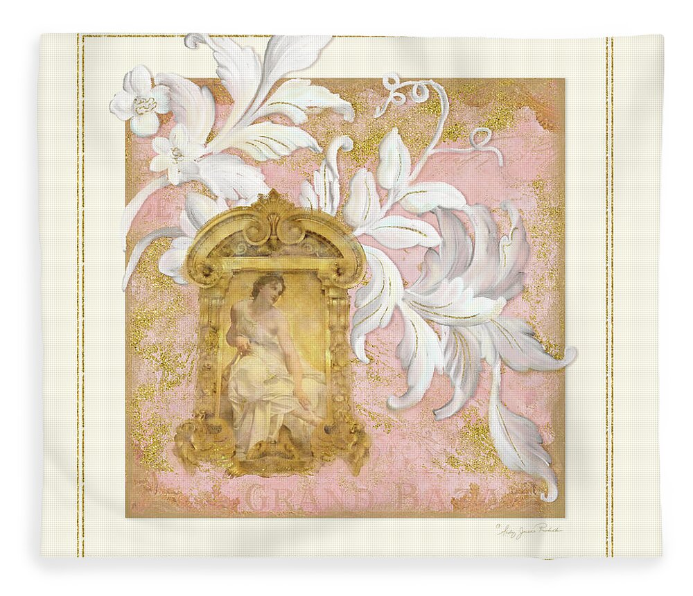 Rococo Fleece Blanket featuring the painting Gilded Age I - Baroque Rococo Palace Ceiling Inspired by Audrey Jeanne Roberts