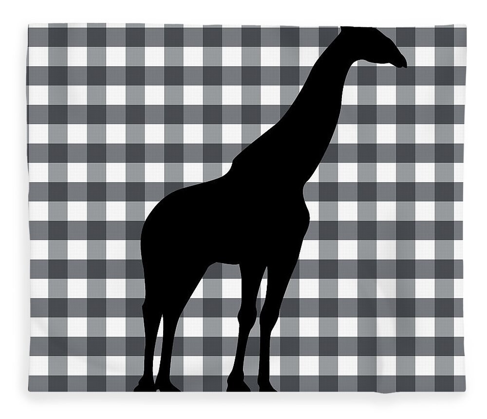 Giraffe Fleece Blanket featuring the digital art Giraffe Silhouette by Linda Woods