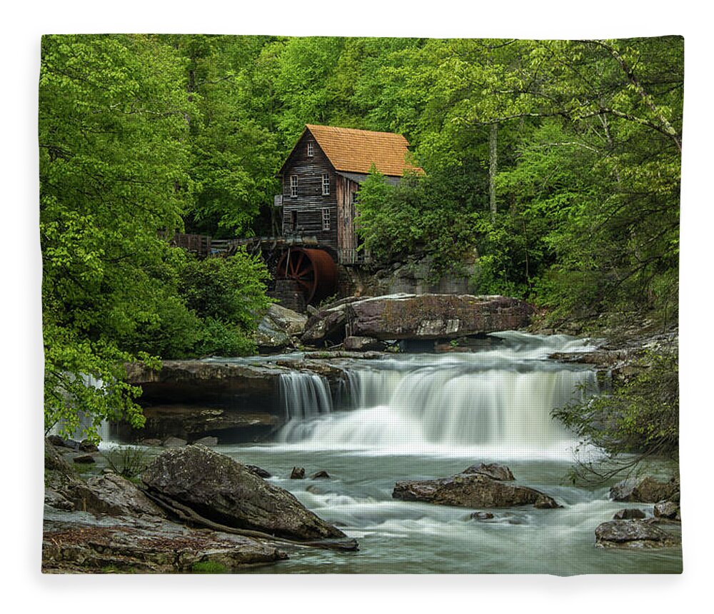 Landscape Fleece Blanket featuring the photograph Glade Creek Grist Mill in May by Chris Berrier