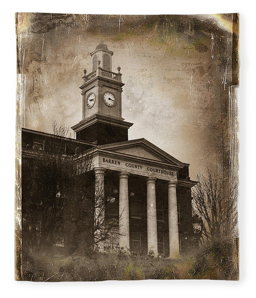Vintage Fleece Blanket featuring the photograph Glasgow KY Courthouse by Amber Flowers