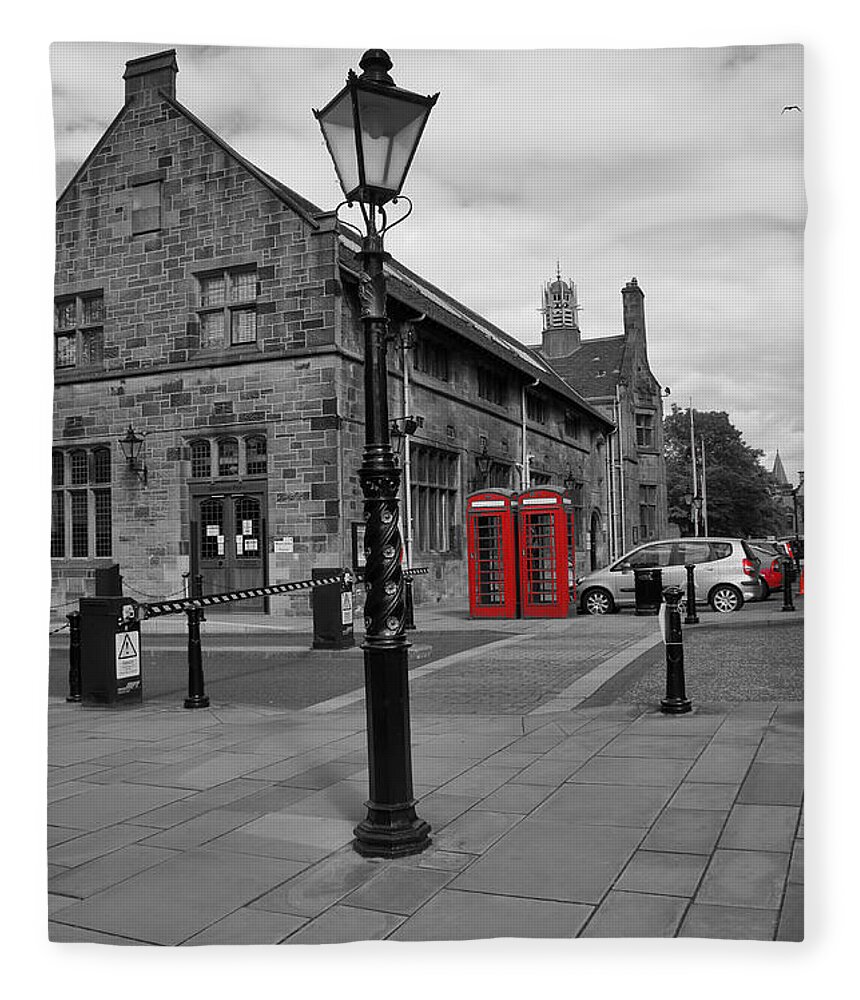 Lamppost Fleece Blanket featuring the photograph Glasgow University. Lamppost. by Elena Perelman