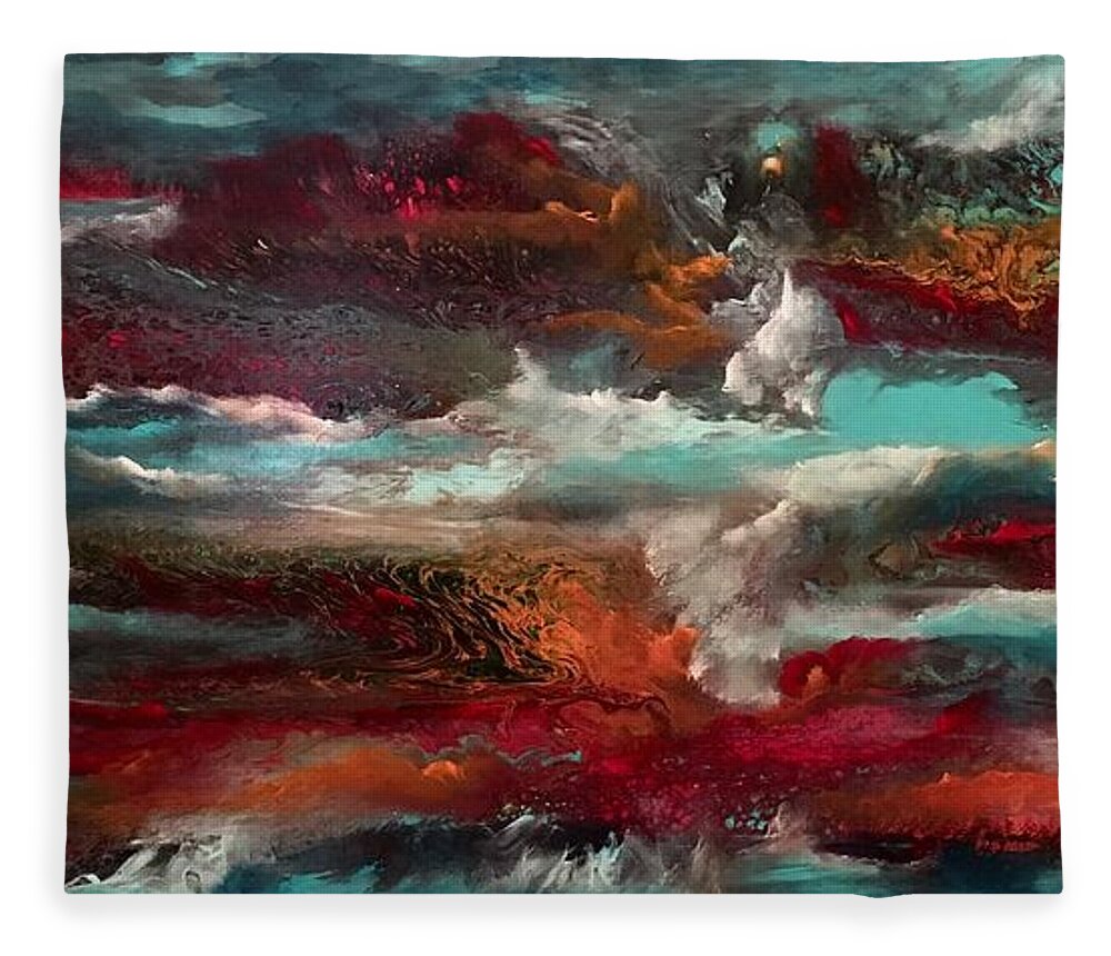 Abstract Fleece Blanket featuring the painting Gloaming by Soraya Silvestri