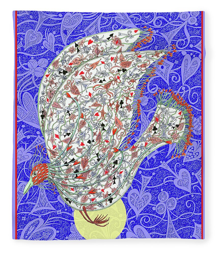 Lise Winne Fleece Blanket featuring the digital art Go Fish, the Exotic Bird by Lise Winne