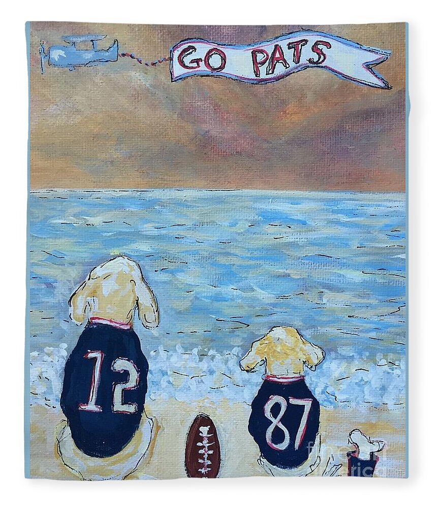 New England Patriots Fleece Blanket featuring the painting Go Pats by Jacqui Hawk