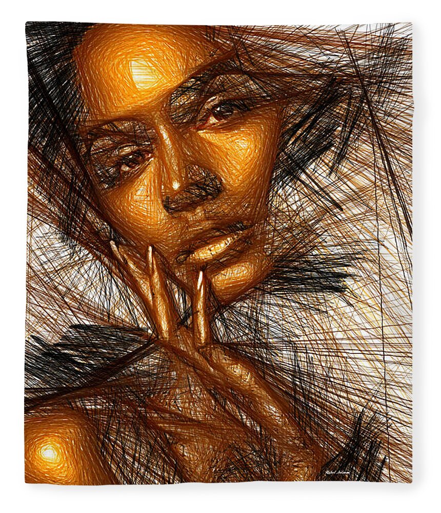 Rafael Salazar Fleece Blanket featuring the digital art Gold Fingers by Rafael Salazar