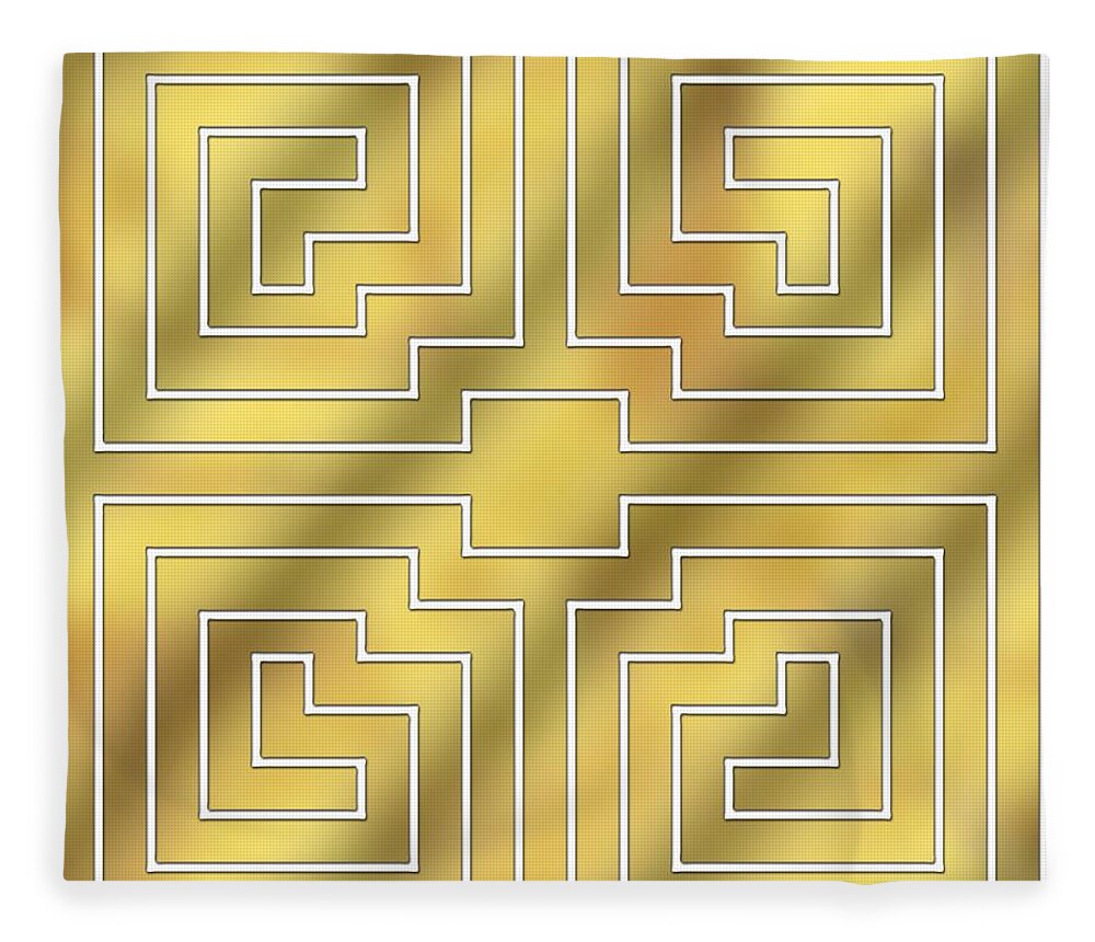 Gold Geometric Design 4 Fleece Blanket featuring the digital art Gold Geo 4 - Chuck Staley Design by Chuck Staley